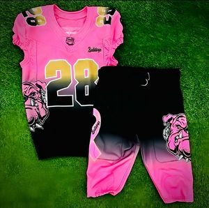 Ensemble de maillot de football américain pour jeunes, maillot de football sans manches en mesh avec pantalon vert vif, uniforme d'équipe personnalisé, logo sur le devant, taille XL - Product Image 5