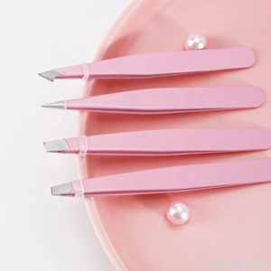 Customized Cosmetic Tweezer 2pcs 4pcs Black <b>Pink</b> Slanted Pointed Eyelash Eyebrow Tweezers <b>Set</b> With case - Product Image 5