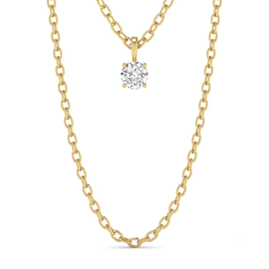 Collier pendentif solitaire en or jaune 14 carats certifié IGI avec diamant rond de 1 carat cultivé en laboratoire, chaîne à maillons D VVS, bijoux de mariée - Product Image 4
