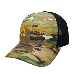 Sombreros de camionero de camuflaje/Negro, Gorras de 6 paneles, Gorras estructuradas, logotipo bordado en 3D, ala curva, cierre Snapback ajustable, Unisex - Product Image 3