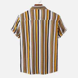 Beach Men's Vintage Twill Floral Pattern Short Sleeve Button-Up Stand Collar Eco-Friendly <b>Summer</b> <b>Shirt</b>-Quick Dry & Breathable - Product Image 3