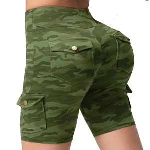 Pantalones Cortos Deportivos de Compresión con Estampado de Camuflaje, de Spandex y Poliéster, con Bolsillos Traseros, para Entrenamiento y Fitness - Product Image 1