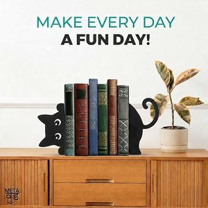 Cute Cat Shape Metal <b>Bookends</b> For Book Storage Holder Standing Type Decorative Organizer - Product Image 5