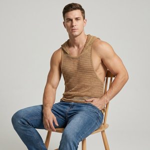 Chaleco de malla sin mangas para hombre, ligero, transpirable, de secado rápido, para verano, playa, gimnasio, con logo personalizado - Product Image 4