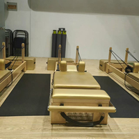 Mesa de Pilates Reformer Profesional Compacta Telescópica 2026 de Madera de Arce Blanca Clásica con Caja de Sentado para Ejercicios en Casa