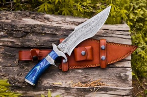Cuchillo Bowie de Acero Damasco Recto de 13 Pulgadas, Hecho a Mano, de Grado Industrial, con Mango de Madera y Funda de Cuero, Modelo FH-202 de Viking Art - Product Image 5