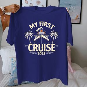 SHIP MY FIRST CRUISE 2025 Camiseta de algodón puro Mujer ajuste cómodo - Product Image 4