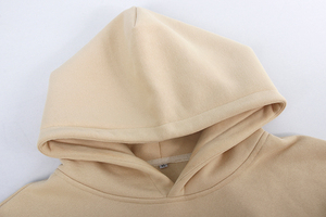 เสื้อสเวตเชิ้ตมีฮู้ดโอเวอร์ไซส์สำหรับผู้หญิง สีพื้น ผ้าถักผสมฝ้าย แขนปกติ สวมใส่สบายๆ ในฤดูใบไม้ร่วง มีกระเป๋า - Product Image 3