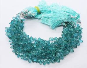 Perles d'apatite bleu ciel naturel AAA, forme goutte lisse, perles d'apatite bleu clair lisses 5x7 MM, perles d'apatite bleu ciel en forme de larme - Product Image 2