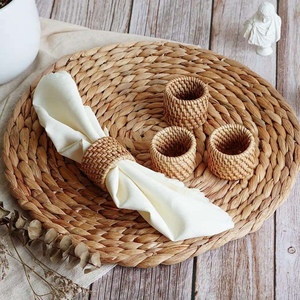 Natural Rattan Napkin Ring Holder Boho Home Decor <b>Party</b> <b>Table</b> Decor for Cloth Napkins Wedding Napkin Rings - Product Image 4