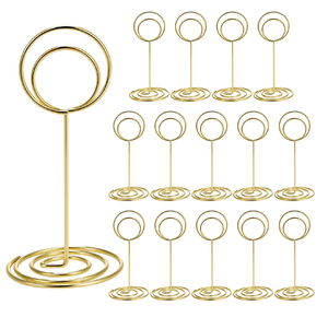 Metal Place <b>Card</b> Holder Desktop <b>Numbers</b> <b>Tables</b> Organizer Clip Holder Gold Polished Elegant Desk Display <b>Table</b> <b>Numbers</b> Holder - Product Image 6