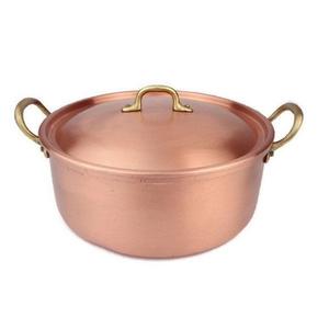 Casserole en cuivre vintage faite à la main avec couvercle et poignées en laiton, ustensile de cuisine traditionnel pour la maison, l'hôtel et le restaurant - Product Image 6