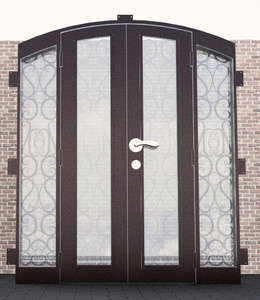 Puerta Frontal de Hierro Forjado de Primera Calidad y Puertas Dobles Decorativas para Proyectos de Entrada de Villas Elegantes - Product Image 5