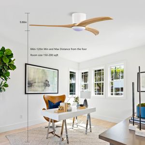 Ventilatore da Soffitto con Pale in Legno Massello da 52 Pollici, Telecomando, Luce, Motore Silenzioso Reversibile a 6 Velocità per Patio, Soggiorno, Camera da Letto - Product Image 5