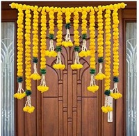 Dekorasi Klasik India Bunga Marigold Buatan Toran Hiasan Pintu Gantungan Dinding Garland Buatan Tangan Perayaan Pernikahan Natal Diwali
