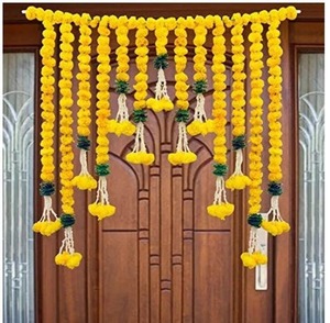 Décoration indienne classique, guirlande de fleurs de marguerite artificielles, toran, guirlande murale suspendue à la porte, faite à la main, pour les fêtes, les mariages, Diwali, décoration de la maison - Product Image 1