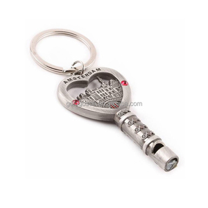 Nhà Máy Hà Lan Hà Lan Du Lịch 3D Keychain Trái Tim Hình Dạng Chìa Khóa Amsterdam Lưu Niệm Dây Móc Khóa Tùy Chỉnh Kim Loại Keychain Còi - Product Image 1