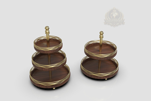 ชั้นวางของว่างแบบหรูหรา 2 ชั้น ชั้นวางขนมหวาน 3 ชั้น ชั้นวางเค้กโลหะสีทอง ดีไซน์งานแต่งงานแบบปาเลสไตน์ - Product Image 4