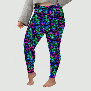 Anti-Shrink Sport Women Sublimation Leggings Wholesale Custom Printed Yummy Leggings with Pockets Polyester Spandex Soft Fabric - Product Image 4