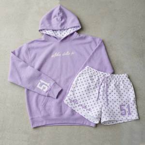 Professional Quality Women Solid Hoodie and Shorts Polka Dots <b>Set</b> High Quality 100% Cotton Eco-Friendly Casual Two Piece Outfit - Product Image 1