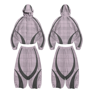 Conjunto de chándal con gradiente blanco para hombre Y2K, chaqueta con capucha y cremallera a prueba de viento y pantalones largos - Product Image 4