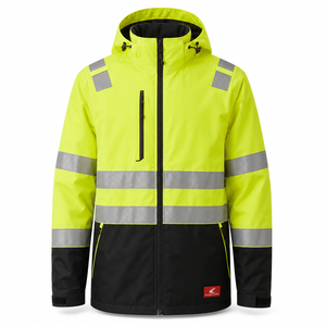 Chaqueta de Seguridad de Alta Visibilidad Clase 2, Naranja y Negra con Franjas Reflectantes, Impermeable, con Cierre Completo, Ropa de Trabajo Softshell al por Mayor - Product Image 3