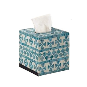 Handmade Wooden Tissue Box with Mother of Pearl Inlay for Home Decor - Product Image 1