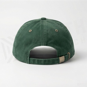 Casquette de baseball verte à 6 panneaux, ajustable, en coton, unisexe, décontractée, couleur unie, tissu lavé, taille adulte - Product Image 2