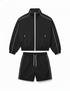 Nouvel arrivage : Survêtement coupe-vent en nylon pour homme, ensemble deux pièces avec pantalon et sweat-shirt zippés en polyester - Product Image 1