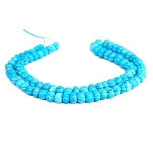Perles de pierre gemme Howlite bleue sculptées en forme de melon, pour la fabrication de bijoux, fil de pierres en vrac de haute qualité - Product Image 5