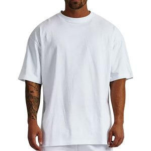 Men's Casual Oversized <b>White</b> Blank T-Shirt Breathable Cotton Loose Baggy Fit Short Sleeve Crew Neck Everyday <b>Tee</b> - Product Image 3
