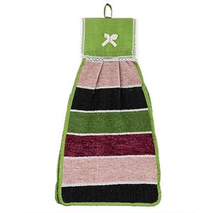 Toalla de algodón para colgar en el lavabo, servilleta, toalla de mano para cocina y baño, multicolor, 2 piezas, verde-rosa, 44 cm de largo x 24 cm de ancho - Product Image 2