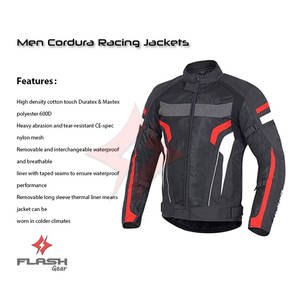 Veste de moto en cuir/polyester sur mesure avec protections CE, doublure thermique coupe-vent, respirante, unisexe - Product Image 2