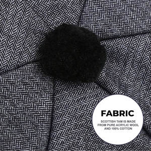 Sombrero Tradicional Escocés Tam o' Shanter Gris Carbón con Pompón, Mezcla de Lana, Personalizado, Venta al Por Mayor - Product Image 6