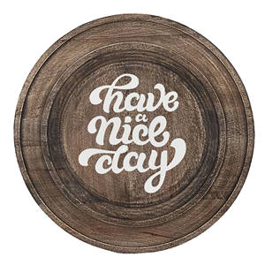 Assiette de présentation décorative en bois gaufré style ferme vintage avec logo personnalisé pour restaurant et usage domestique - Product Image 1