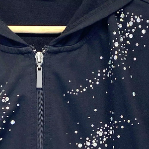 Sweat-shirt à capuche unisexe, imprimé à pois en strass, tricoté en polyester, décontracté, streetwear d'automne, coupe régulière, respirant - Product Image 3