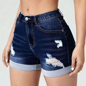 <b>Women</b>’s Premium <b>Cargo</b> Denim <b>Shorts</b> with Utility Pocket Design, High Waist Fit, Durable Denim Construction, Vintage Wash - Product Image 3