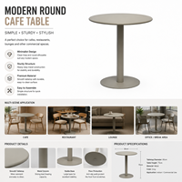 Juego de Mesa para Exterior XY, Mesa Redonda con Base de Pedestal para Restaurante, Cafetería, Bistro, Muebles de Comedor