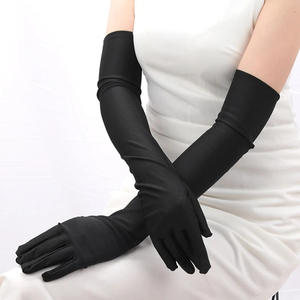 2025 Women Long Finger Elbow Sun Protection Gloves Evening <b>Party</b> <b>Prom</b> Costume Adult Fashion Accessories Black Red White Mittens - Product Image 1