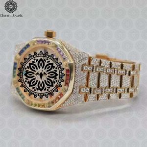 Montre mécanique de luxe pour homme Charm Jewells avec boîtier serti de diamants, bracelet en acier inoxydable, forme 40 mm, date automatique, résistance à l'eau 10 bars - Product Image 2