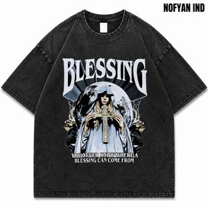 เสื้อยืดแขนสั้นผู้ชายพิมพ์ลายสกรีนด้านหน้าทรงหลวม คอกลม สไตล์สตรีท ผ้าคอตตอนเจอร์ซีย์ สีดำ 180GSM ผ้าฝ้าย 100% - Product Image 2