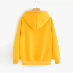 เสื้อฮู้ดโอเวอร์ไซส์แบบยูนิเซ็กซ์ สีเหลืองล้วน ผ้าฟลีซ สไตล์ลำลอง มีกระเป๋า ดีไซน์สำหรับฤดูใบไม้ร่วง ทรงปกติ - Product Image 2