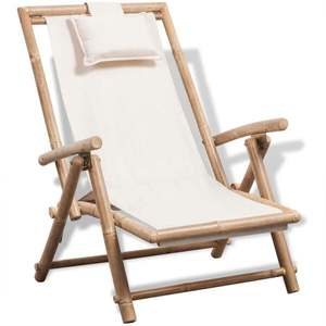 Wholesale Bamboo Deck Chair Adjustable Back Foldable Lounger Canvas <b>Seat</b> Outdoor Indoor Patio Relaxing Chair Made in Vietnam - Product Image 2