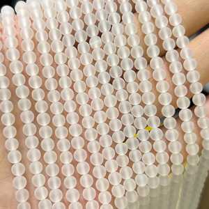 Perles de cristal blanc naturel mat, perles de quartz givré rondes pour bracelet, bijoux DIY - Product Image 6