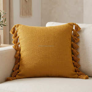 Cojín Decorativo Vintage con Flecos, Hecho a Mano, Ecológico, de Algodón Clásico, con Textura en Capas, para Sofá, con Cierre - Product Image 3