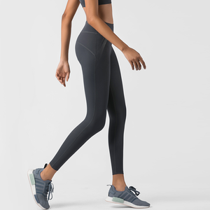Leggings de Punto para Mujer, Cintura Media, Pantalones de Yoga con Patrón Sólido, Cierre Elástico en la Cintura, Algodón/Fibra de Bambú, Secado Rápido, Venta al Por Mayor - Product Image 3
