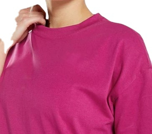 Women's <b>Pink</b> Crew Neck Loose Fit Short Sleeve T-Shirt 100% Cotton Jersey Solid Color Breathable All Seasons Wear - Product Image 3