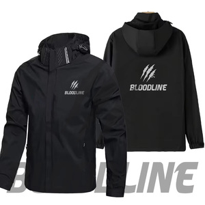 Chaqueta Cortavientos para Hombre Bloodline, Manga Larga, con Capucha, para Exteriores, Todas las Temporadas, Logotipo Estampado en la Parte Delantera, Gris - Product Image 2