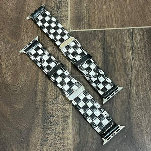 สายนาฬิกา Apple Watch หนังแท้คุณภาพพรีเมียม ลายตารางหมากรุก งานแฮนด์เมด ดีไซน์ทันสมัย สายสำรองสำหรับผู้ชายและผู้หญิง - Product Image 5
