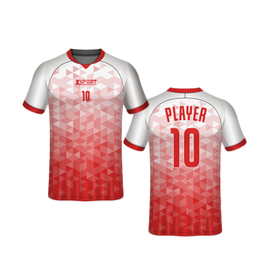 Camiseta de Fútbol Personalizada de Manga Corta, Diseño Nuevo y de Alta Calidad, en Blanco y Rojo - Product Image 1